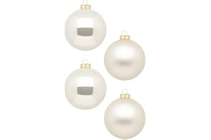 INGE-Glas Magic Weihnachtskugeln 12 STK 8cm | Schöne Christbaumkugeln aus Glas | Große Kugeln in Karton-Box | Christbaumschmuck Weihnachtsbaumschmuck Weihnachtsbaumkugeln (Champagne | Beige)
