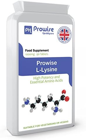 Prowise L-Lysine 1000mg - 90 Tablets - ( High Potency and Essential Amino Acids ) - UK Manufactured to GMP Guaranteed Quality - Suitable for Vegetarians &amp; Vegans