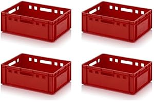 AUER VERLAG I.D.AAP LW 4x Fleischkiste E2 60x40x20 Metzgerkiste Eurofleischkiste rot inkl. Zollstock 4er Set