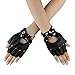 Produktbild Dreamworldeu Damen Herren Gothic Punk Handschuhe mit Nieten Kunstleder Halbfinger für Kostüm Fahrrad Sport