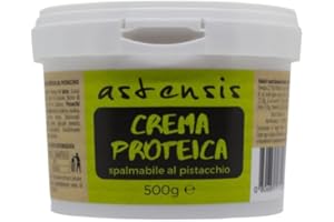 ASTENSIS Crema Proteica Spalmabile Artigianale Pistacchio 500 Grammi - 34% di Proteine Per Sportivi - Senza Zucchero e Senza Olio di Palma Adatto per Dolci Proteici