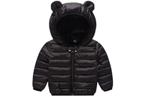 JiAmy Baby Puffer Jacket Winter Hooded Coat Padded Jacket Lightweight Outerwear Boys Girls Outfits Black 6-12 Months
