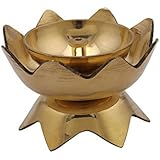 Collectible India Brass Diya Oil Lamp (14 cm x 14 cm x 9.99 cm, Golden)