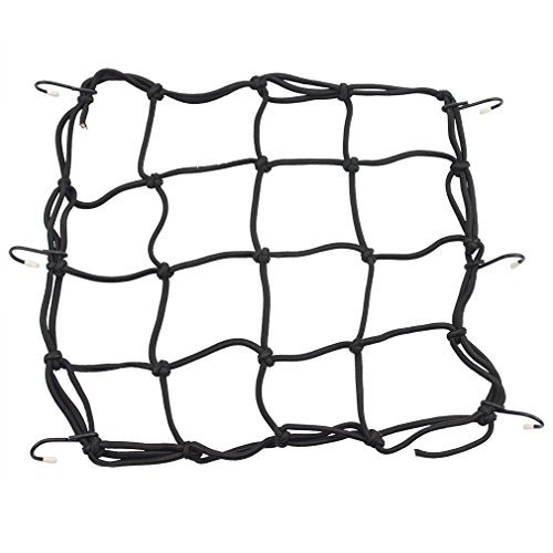 GOOFIT Motorcycle Luggage Cargo Net Helmet Net 15" with Hooks Elasticated Stretchable Replacement For Motorbike ATV Bikes Cars Trucks