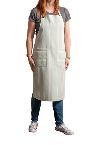Organic Kitchen Apron - Eastnor (Sage Stripe)