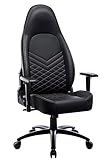 Fauteuil Gamer, Chaise Bureau Gaming Ergonomique Fauteuil de Bureau en Similicuir Dossier Haut, Accoudoirs Ajustables, Charge Maximale 150 kg (Noir)
