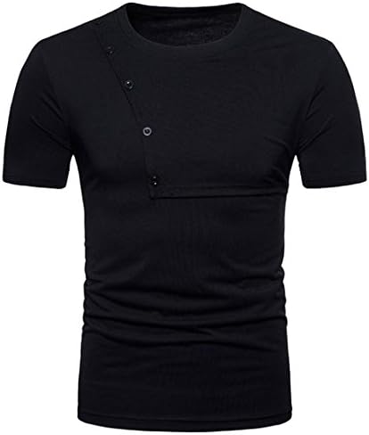 Mens T Shirts,Mens Shirts Short Sleeve,Mens Shirts Casual,Mens Tops,Men Shirt New Look,Moonuy Men Casual Slim Zipper Short Sleeve Fashion Personality T Shirt Top Blouse (XL, Black-2)