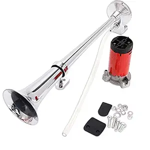 e-generix 12V Single Trumpet Air Horn Single Trumpet Air Horn + Compressor Powerful Loud 150db for Truck Boat SUV Train