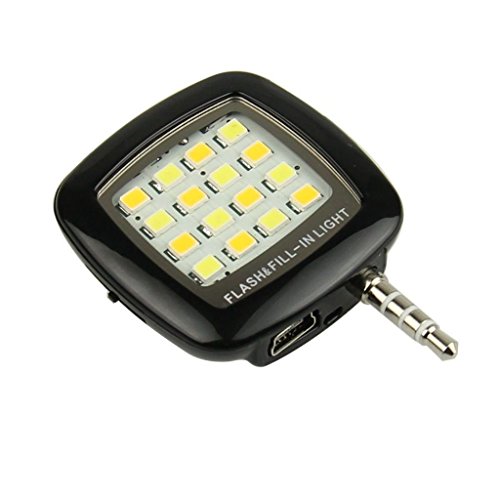 BlueBeachÂ® Mini faretto LED Flash selfie luce fotocamera del cellulare Flash Photo Video lampada chiara per iPhone Samsung HTC Nokia iPad LG Motorola Moto Altri Smartphones Tablets (nero)