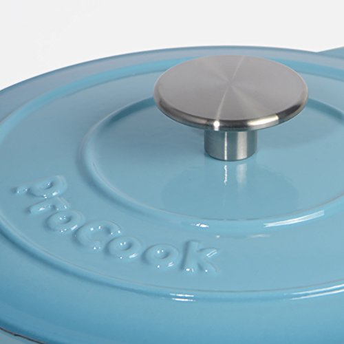 ProCook Bratentopf aus Gusseisen, 20 cm Ø, 2,9 l Volumen, rund, in schattiertem Türkis - 4
