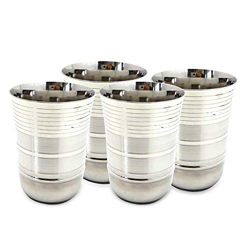 Khandekar, paquete de 4 vasos de acero inoxidable para beber con un cómodo agarre que ahorra espacio en un cóctel