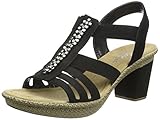 Elastik Rieker Damen 66584 Offene Sandalen, Schwarz (Schwarz/00), 37 EU
