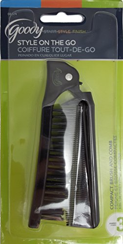 Goody Folding Hair Brush and Comb, Pocket Size, Black