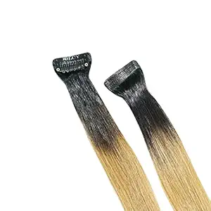 Dolcy Ombre Remy Hair Clip in Colored Hair Extensions 100% Real Human Hair Highlights Clip In Natural Straight Hair Extension For Women Kids Girls (12 Inch)