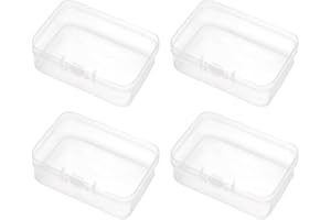 HNJUSR 4 Pezzi Piccole Scatole Plastica Trasparente,Quadrato Mini Scatola,Contenitori Portaoggetti per Organizer in Plastica,Contenitori con Coperchio,Scatoline Plastica per Perline,Gioielli,7.5x5x2.1cm