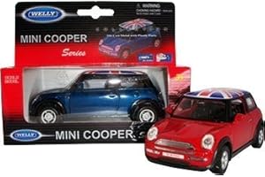 WELLY Mini Cooper Model Made of Die Cast Metal and Plastic Parts - Pull Back and Go Action - Navy Blue
