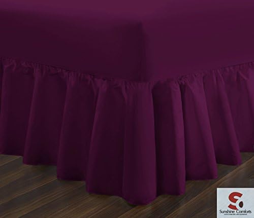 Extra Deep Percale Frill Valance Fitted Bed Sheets Single Double King Size 180 Tread Count (King, Plum)