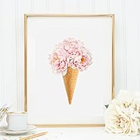 Kunstdruck, Sprüche Poster: Bouquet auf Eiswaffel | Hochwertiges und festes Premiumpapier | Ohne Rahmen