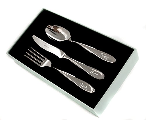 Personalised Rivelin 3 Piece Childrens Cutlery Set by Arthur Price, Engraved