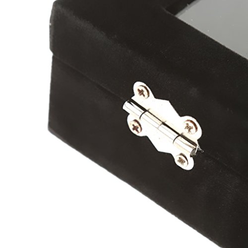 24 Raster Samt verspiegelt Jewelry Display Box Ringe Ohrringe Halskette Nail Art Organizer Fall – Rose Rot/Schwarz – Schwarz, Eine Größe schwarz - 7