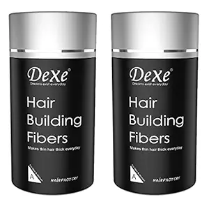 Dexe Classic Necessity Easy to Use Lose Hair Building Fibres 22g Black (Pack of 2), Thick Hair, Instant Results, Plant and Cotton based Fibers, For Men and Women