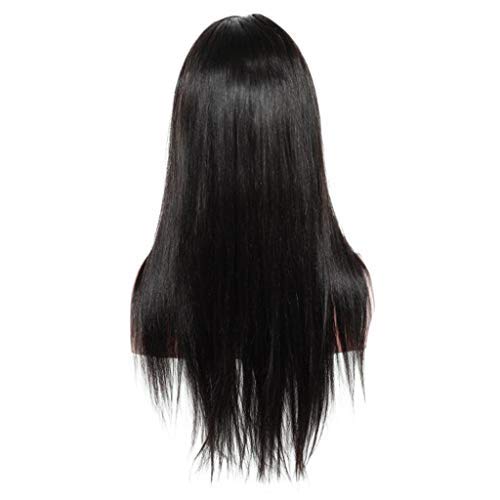 Preisvergleich Produktbild TianranRT Frauenhaarperücke Veri- Hitzebeständige Synthetische Perücke Lange Synthetische Spitzenperücken, Gerade Schwarze Perücke Mit Geraden 26-Zoll-Haaren - Schwarz