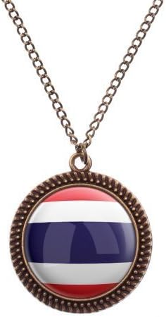 WeAreAwesome Thailand flag necklace - design emblem pendant unisex necklet vintage brass