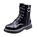 Produktbild MYMYG Stiefeletten Frauen Retro Lace-Up Zip Runde Spitze Flache Schuhe Rutschfeste Kurze Schlauch Stiefel Chelsea Boots Runde Zehe Schuhe Reine Farbe Booties