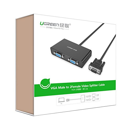 Ugreen VGA auf 2 VGA Splitter Kabel VGA Stecker auf 2 VGA Buchse Monitor Y Adapterkabel zum Anschluss Beamer und Monitor an einem PC unterstützt für Home oder Professionales Theater und AV Gerät Schwarz - 8