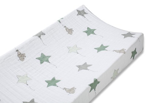 aden + anais Classic Muslin Changing Pad Cover, Up, Up & Away - Elephant