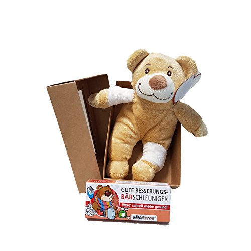 Preisvergleich Produktbild Teddybär "BesserungsBÄRschleuniger" Erste Hilfe Traubenzucker + Kuscheltier Geschenk Gute Besserung
