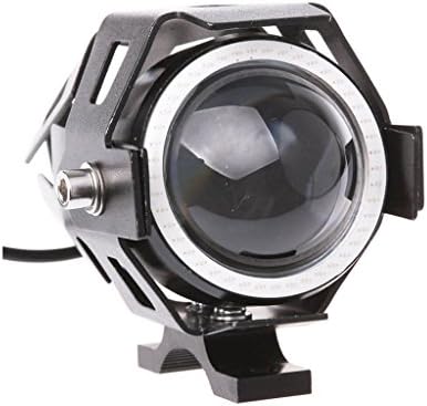 EHAO 1pcs 15W 1800LM CREE U7 Motorcycle LED Headlamp Waterproof High Power Spot Light Boat Trucks Car Driving Fog Lights with Blue Angel Eyes 3 Modes High-Low-Strobe