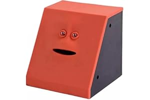 DUTTY Salvadanaio dinamico a forma di viso, induzione elettrica, divertente e divertente. (rosso)