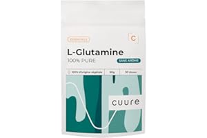 L-Glutamine - CUURE - Acide Aminé en Poudre [60g] - 100% Pure - Récupération Sport - Hautement Biodisponible - 30 Jours - Saveur Neutre - Fabriqué en France