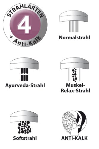 Wellness Handbrause Thalasso | 98 Düsen | 4-fach verstellbar | Antikalk-Funktion | Chrom | Brausekopf - 3