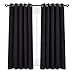 Produktbild PONY DANCE Thermo Gardinen Schlafzimmer - Vorhänge Blickdicht Schwarz Kinderzimmer Verdunkelungsgardine Blickdicht Ösenvorhang Sonnenschutz, 2 Stücke 137 cm x 167 cm (H x B)