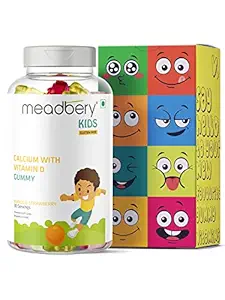 Meadbery Calcium Vitamin D Gummies For Kids For Stronger Bones And Teeth In Children Who Dislike Milk Made In An USFDA Registered Facility 30 Gummy Bears Pack Of 1