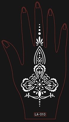 TATTOO STENCILS TATTOO TEMPLATES INDIAN MENHDI HENNA DESIGN 2 pieces for Left and Right Hand - single use for Henna, Glitter, Air Brush Tattoo la010