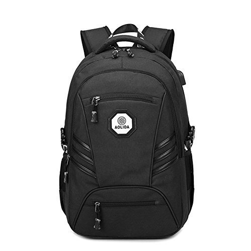 Herren Damen schlank Laptop Rucksack 15 6 Zoll Business Rucksack leichte wasserdicht Schulter Notebook Rucksack mit USB-Port  schwarz 