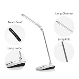 WILIT® T12 10W dimmbare Schreibtischlampe LED mit Touchfeld für 7 Helligkeitsstufen, Augenschutz, weiß - 5
