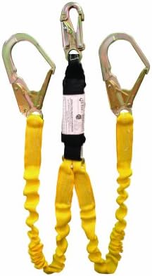 Elk River 36897 Flex-Zorber Energy-Absorbing 2 Leg Nylon/Polyester Web Lanyard with Zsnaphook and Zrebarhook, 3600 lbs Gate, 6' Length x 1-1/2" Width