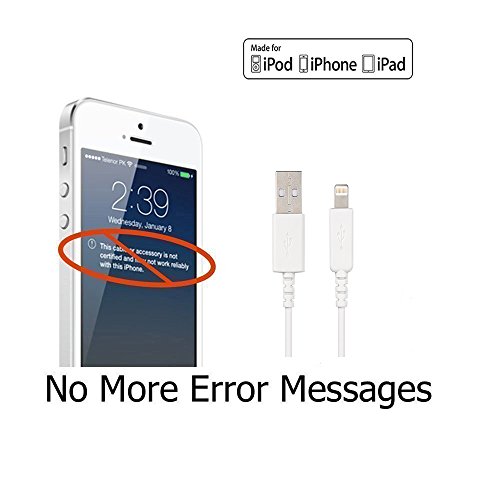 iPhone Charger Lightning Cable [4 Pack], EReach 11â€™â€™ Short Lightning to USB Sync and Charging Cable/Cord for iPhone 7 plus/7/6s plus/6s/6 plus/6/5s/5c/5, iPad Mini, iPad Air, iPod/iPod Touch (White)