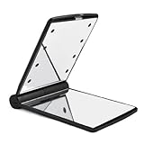 TOOGOO(R) LED Pocket Handbag Compact makeup mirror foldable with lights cosmetic handheld - Black