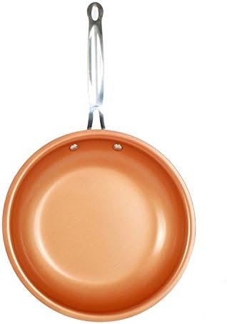 Non-stick Copper Frying Pan with Ceramic Coating and Induction Cooking,Oven &amp; Dishwasher Safe Cooking Tools (26cm)