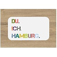 Frühstücksbrettchen Brettchen DU. ICH. HAMBURG. Schneidebrett 23 x 14 cm bunt Geschenkidee Geburtstag Einzug