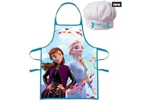 Mgs33 Tablier Enfant WD21531 Chapeau de Chef, Anne, Elsa pour enfant, Tablier de Cuisine pour Enfants Tabliers pour Enfants,Tablier Enfant Fille, Anne et Elsa (neiges 2 air)