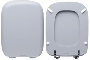 HYDRO HOME Copriwater Ideal Standard Conca Come Originale, Tavoletta Wc In Legno Rivestito Di Resina Poliestere Con Cerniere Fisse,Asse Wc Colore Grigio Sussurrato MADE IN ITALY