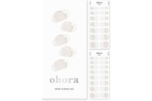ohora Semi Cured Gel Nail Strips (N Sylph) - Works with Any UV Nail Lamps, Salon-Quality, Long Lasting, Easy to Apply & Remove - Includes 2 Prep Pads, Nail File & Wooden Stick