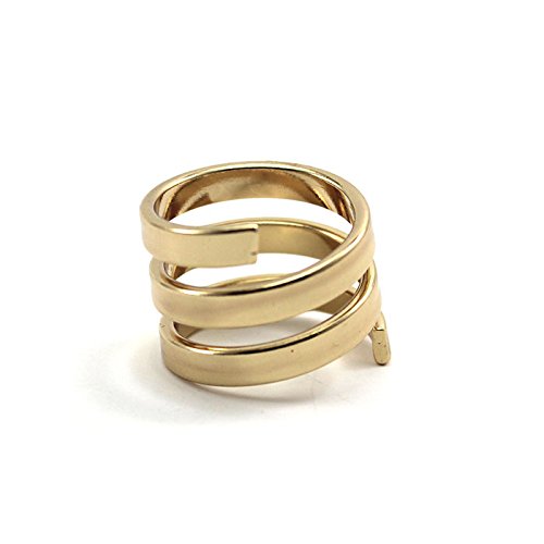 Huayang schicke Frauen Mädchen 3 Ebenen Frühling Stil Knuckle Band Ring Überzug Tipp Plain Finger Ring (Gold) - 2