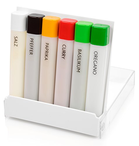 Emsa Gewürzstreuer Set aus Kunststoff 6 teilig | Maße 2x2x14,5 cm | In praktischer Stift-Form, perfekt geeignet für den nächsten Camping Urlaub - 3